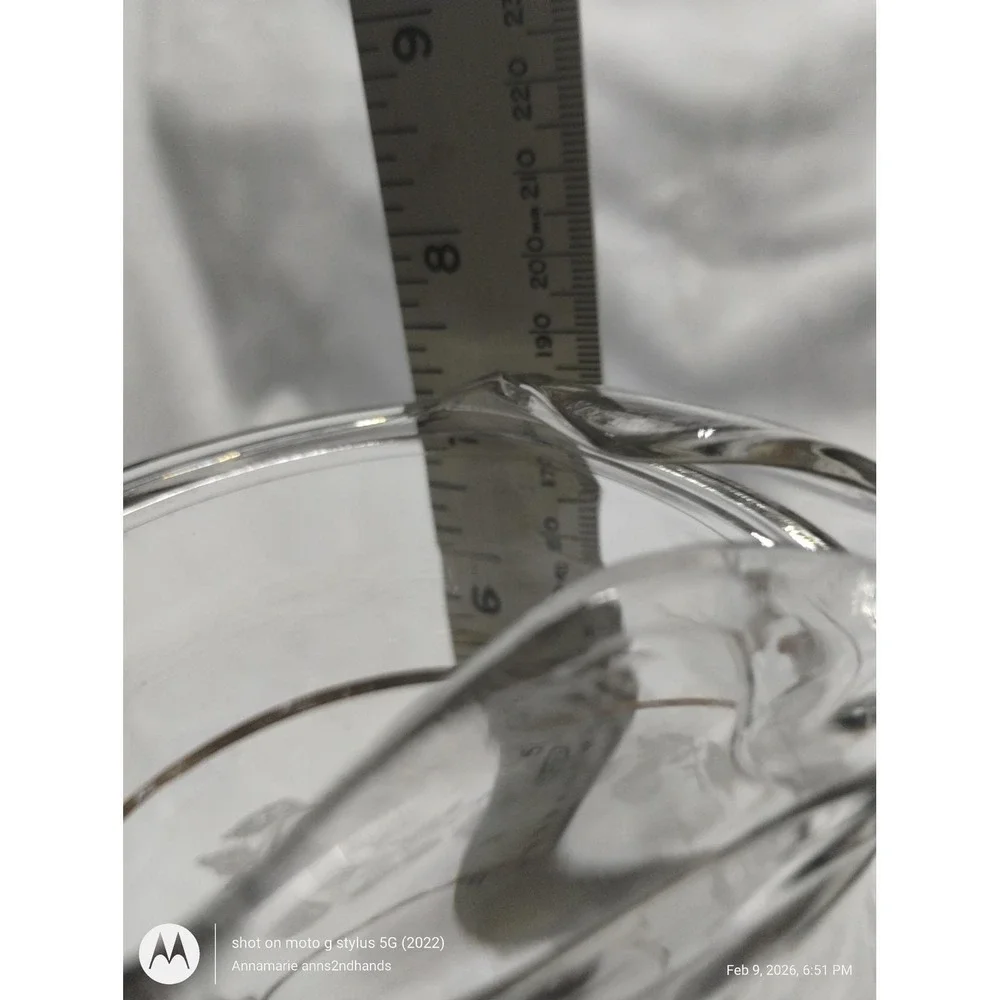 Mid Century Etched Glass Water Pitcher Gold Band Fruit Design‎